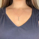 Tiny Vertical Bar Necklace - Silver 30% Off