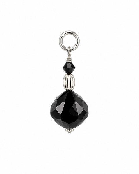 Black Swarovski Cosmo Charm - Silver