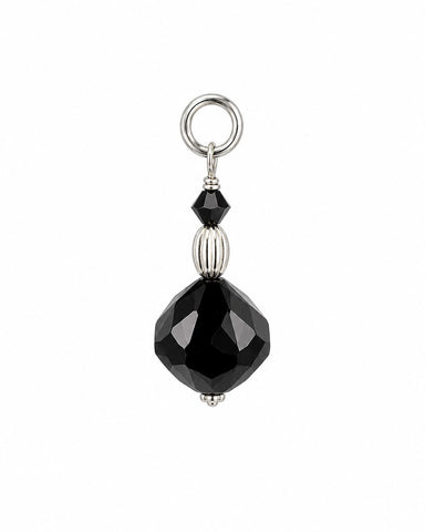 Black Swarovski Cosmo Charm - Silver