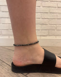 Beaded Anklet - Black Rutilated Quartz