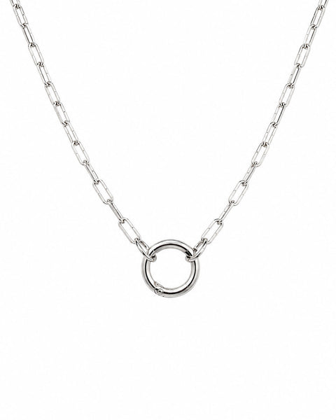 Brick Charm Necklace Chain - Silver