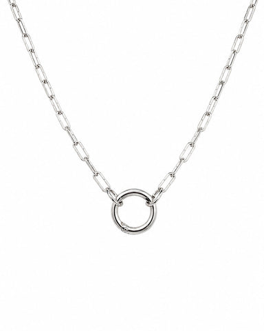 Brick Charm Necklace Chain - Silver