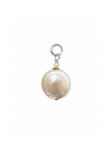 Button Pearl Charm - Silver