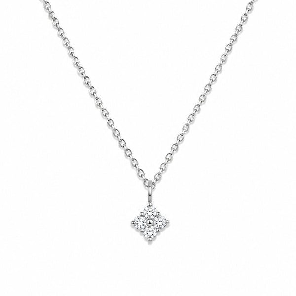 Clover CZ Necklace - Silver