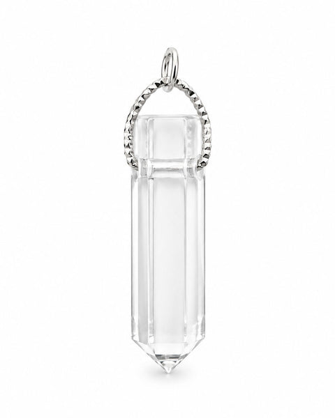 Quartz Crystal Point Charm - Silver
