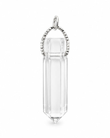 Quartz Crystal Point Charm - Silver