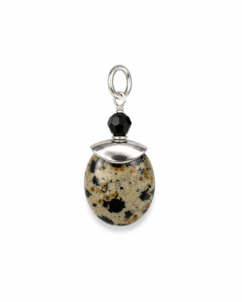 Dalmatian Jasper Charm - Silver