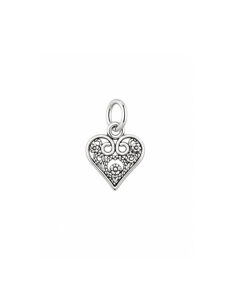 Tiny Detail Heart Charm - Silver