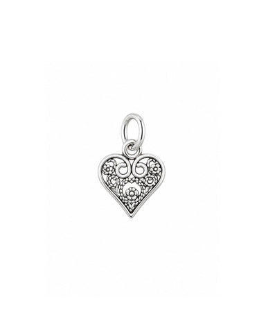 Tiny Detail Heart Charm - Silver