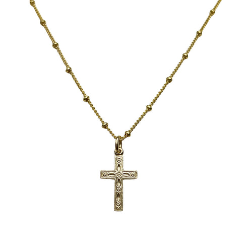 Filigree Cross Necklace - Gold