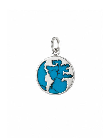 Turquoise Globe Charm - Silver