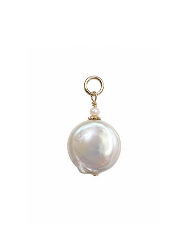 Button Pearl Charm - Gold