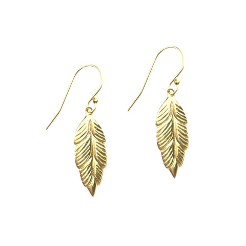 Feather Earrings Gold