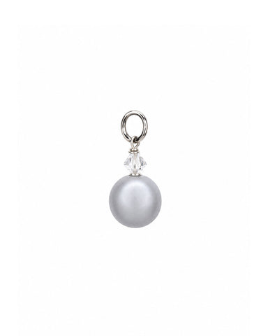 Grey Frosted Flat Pearl Charm - Silver