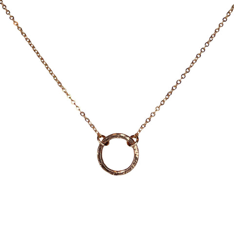 Hammered Circle Necklace - Rose Gold