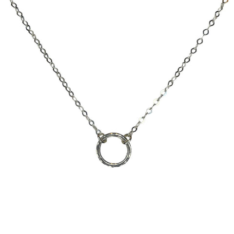 Hammered Circle Necklace - Silver