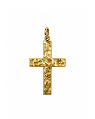 Hammered Cross Charm - Gold