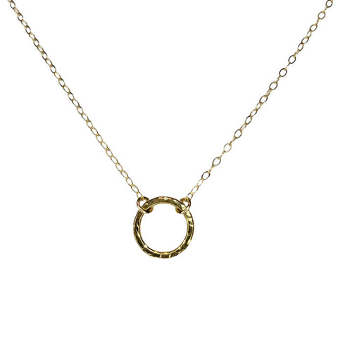 Hammered Circle Necklace - Gold