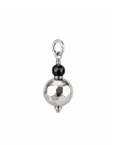 Hammered Onyx Charm - Silver