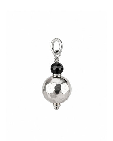 Hammered Onyx Charm - Silver