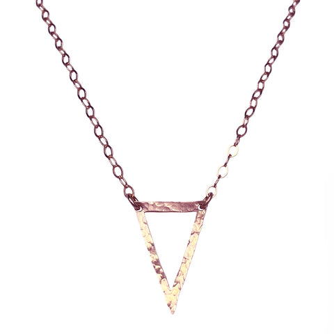 Boho Hammered Triangle Rose Gold Necklace