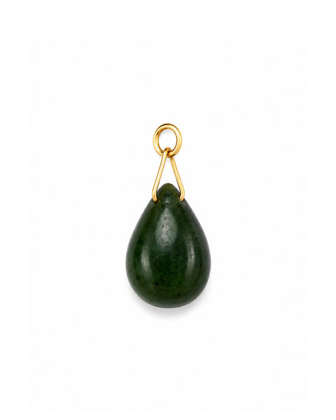 Teardrop Jade Charm - Gold