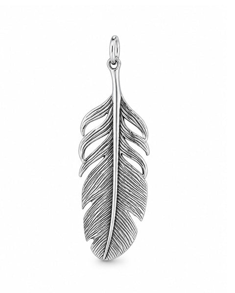 Large Feather Charm - Silver