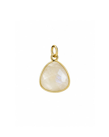 Rainbow Moonstone Triangle Charm - Gold