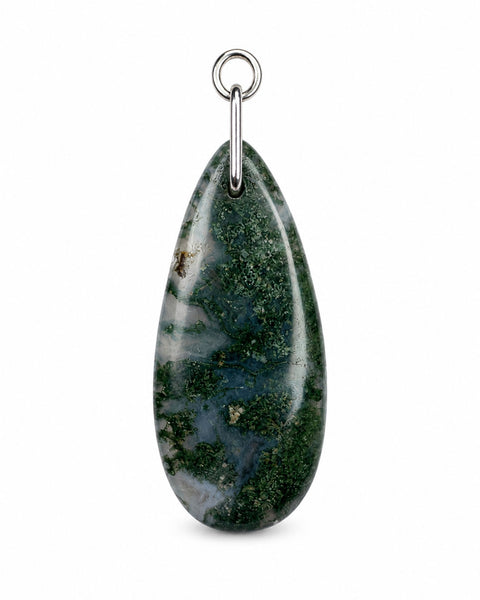 Moss Agate Charm - Silver
