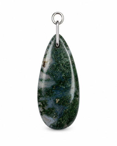Moss Agate Charm - Silver