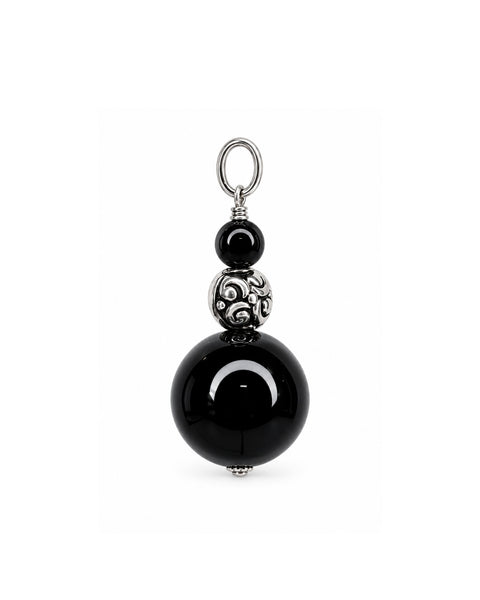 Onyx Swirl Charm - Silver