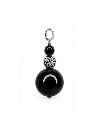 Onyx Swirl Charm - Silver
