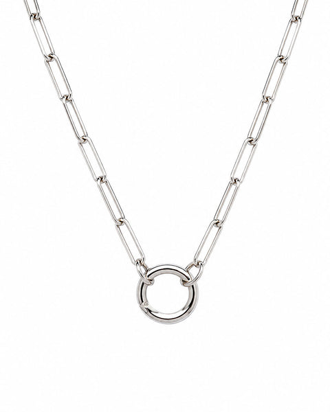 Paperclip Charm Necklace Chain - Silver