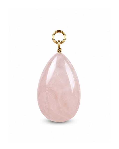 Rose Quartz Pear Charm - Gold