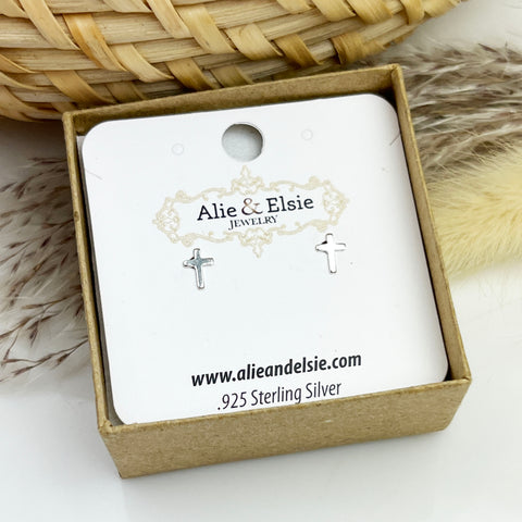 Small Cross Studs - Silver