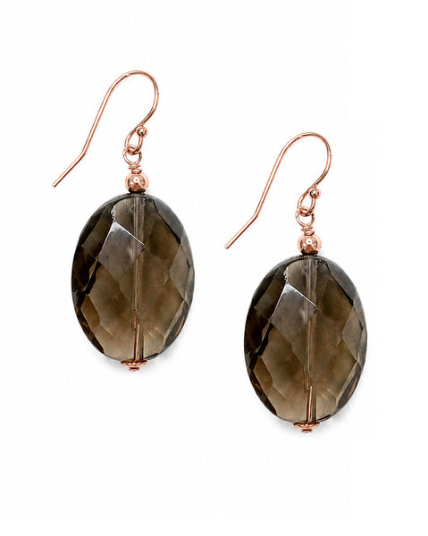Smoky Quartz Earrings Rose Gold