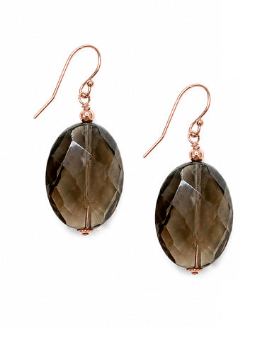 Smoky Quartz Earrings Rose Gold