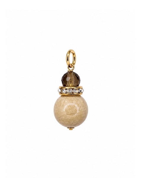 Smoky Riverstone Charm - Gold