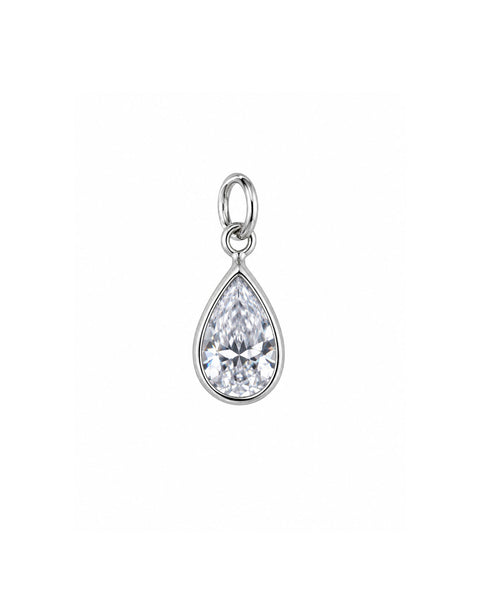 CZ Teardrop Charm - Silver