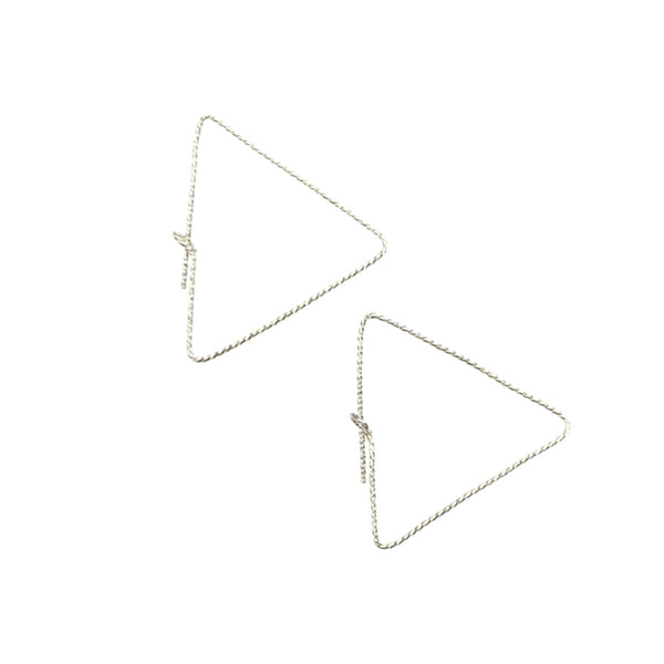 Sparkle Triangle Hoops - Silver