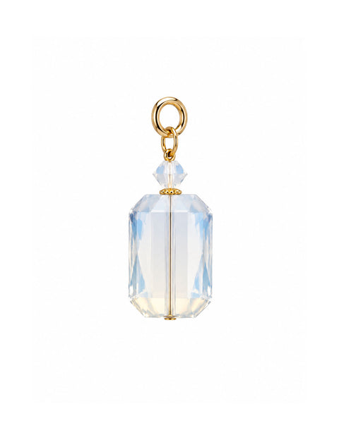 White Opal Swarovski Crystal Charm - Gold