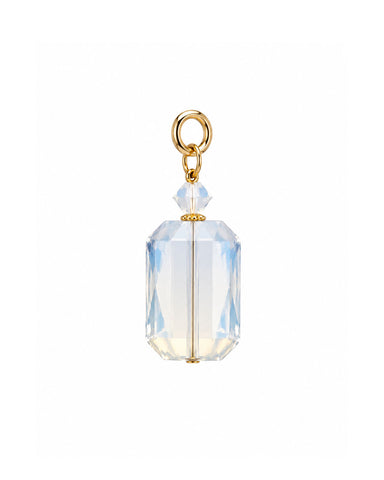 White Opal Swarovski Crystal Charm - Gold