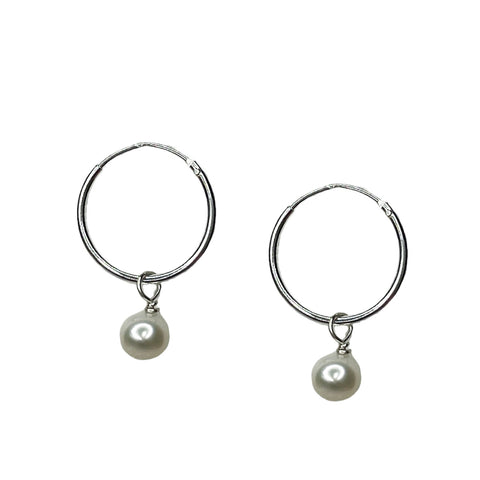 Freshwater Pearl Hoop - Silver