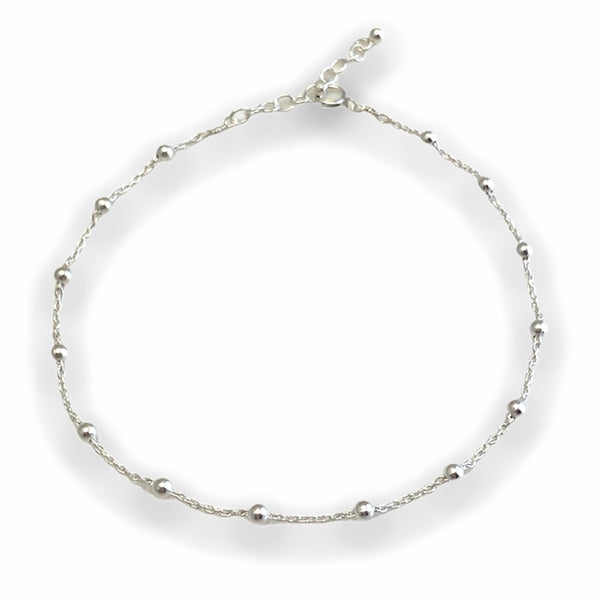 Beaded Anklet Silver