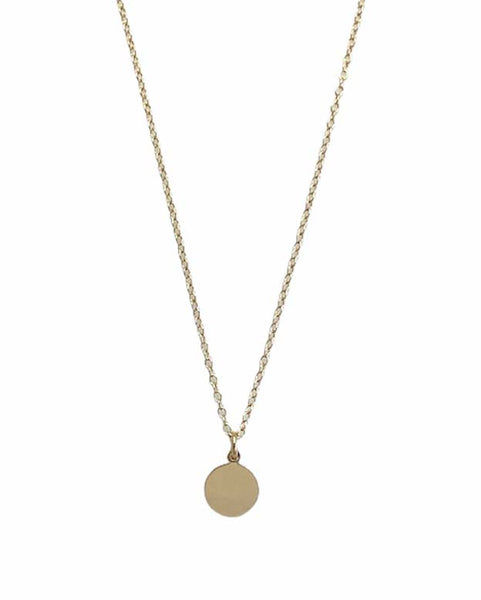Round Coin Necklace - Gold - Engravable