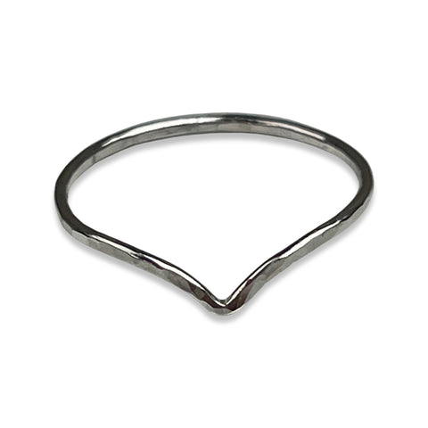 Hammered Chevron Ring Silver