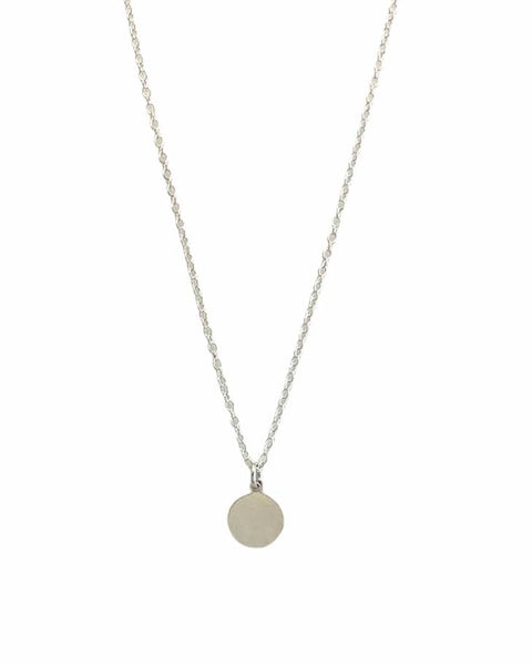 Round Coin Necklace - Silver - Engravable