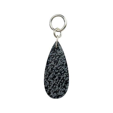 Snowflake Obsidian Teardrop Charm