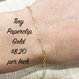 Permanent Jewelry Chain Options - Gold
